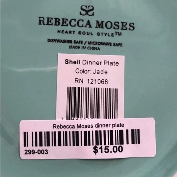 NWT 4-pc Porcelain Big Aqua Sea Shell Dinner Plates - Picture 8 of 9